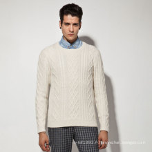 Acrylique en nylon à laine Alpaca Cable Knit Man Sweater